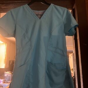 2 Size Small Greys Anatomy Scrub Tops Light Blue & Black
